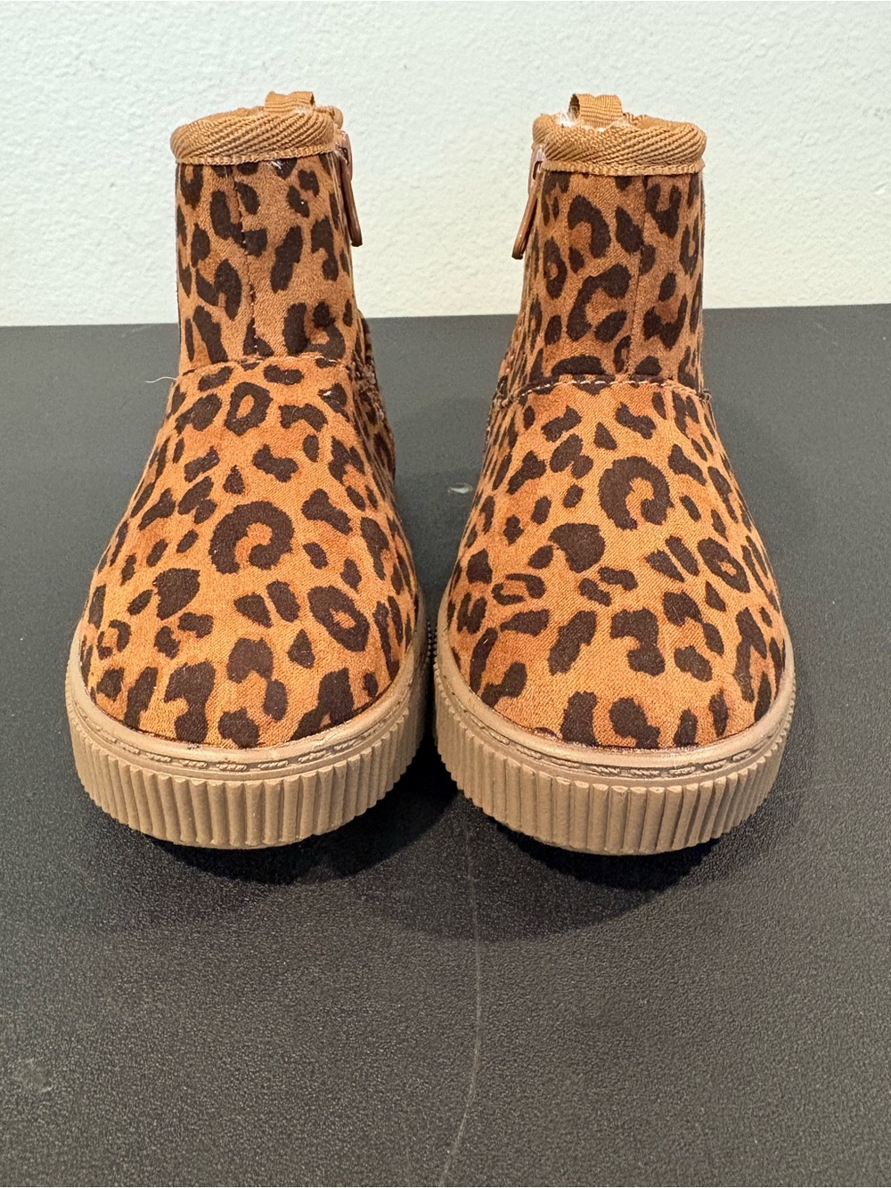 Cat and Jack Girls Arlo Zipper Shearling Boots Leopard Brown Infant Toddler Sz 5 - Picture 9 of 10
